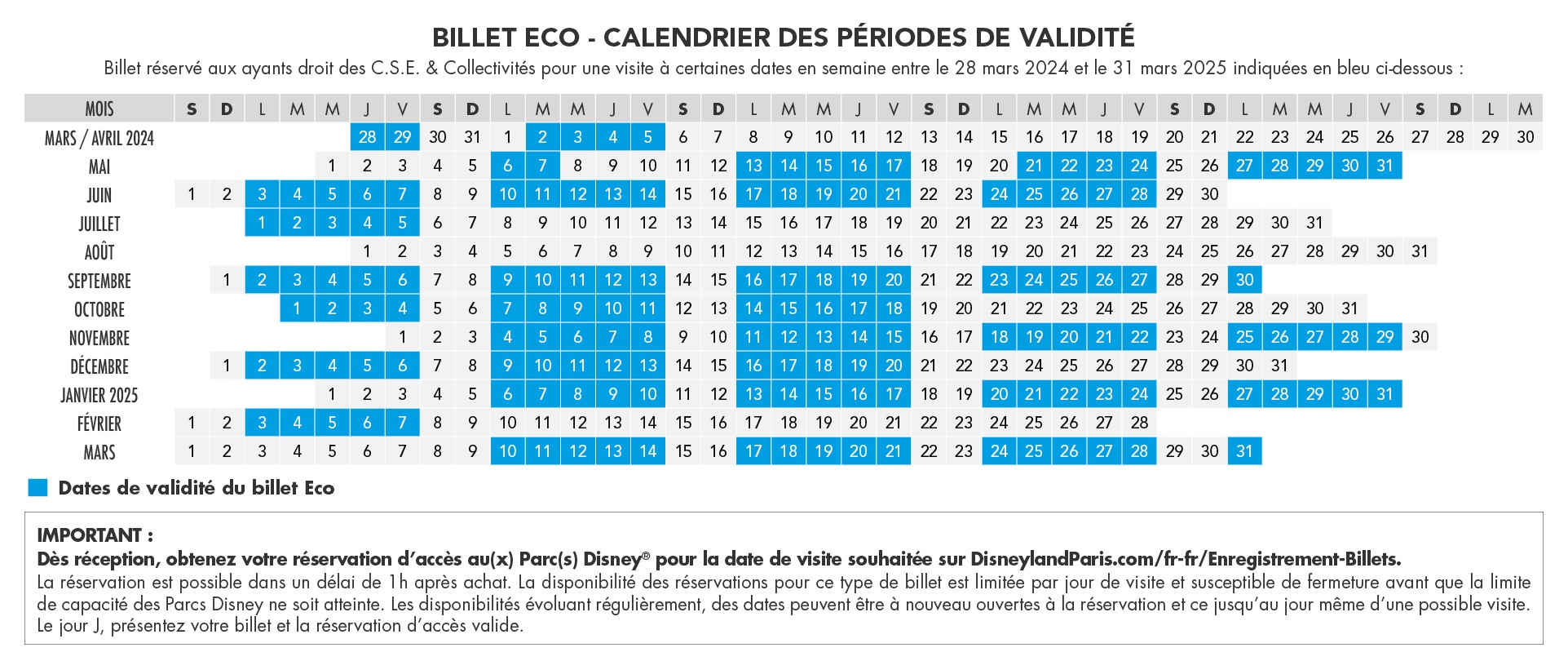 Disneyland calendrier